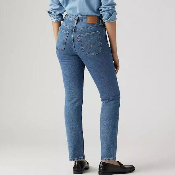 Levis Jeans Classic Straight Leg Womens Size 14 Blue Stretch Denim - Picture 6 of 10